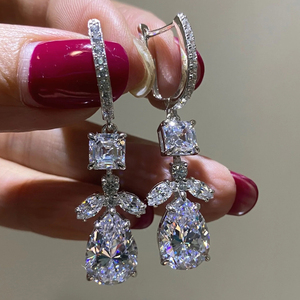 CAOSHI Boucles d'oreilles pendantes en zircon cubique pour femmes à la mode Boucles d'oreilles pendantes en CZ plaqué argent - Product Image 1