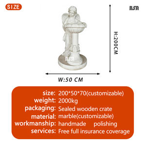 Lavabo personnalisé de statue en marbre d'ange, lavabo en marbre de sculpture en pierre d'ange de jardin pour la décoration de cour de jardin - Product Image 3