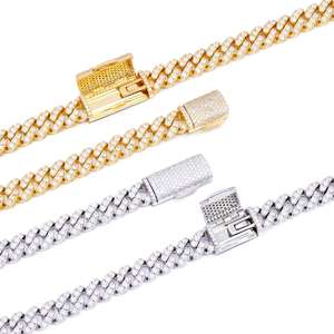 Collares de Moissanita de Plata 925 Bañados en Oro Blanco/Amarillo de 6mm con Diamantes Helados, Joyería Hip Hop, Cadena de Eslabones Cubanos - ¡En Stock! - Product Image 3