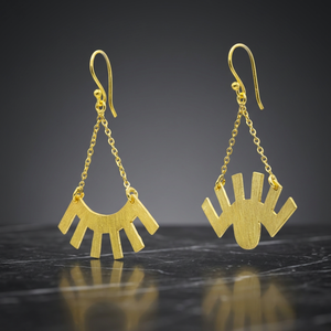 Boucles d'oreilles pendantes en alliage de cuivre plaqué or de style bohème pour femmes, pour les fêtes et les mariages - Product Image 2