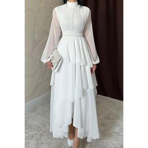 Robe de soirée blanche en gros avec détail de taille complexe - Product Image 2
