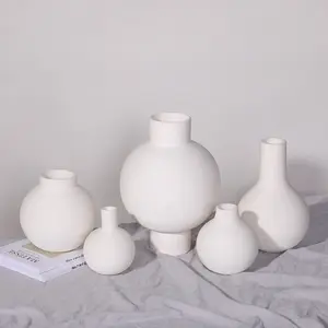 Wabi-Sabi装饰摆件创意个性花瓶家居白色陶瓷花瓶