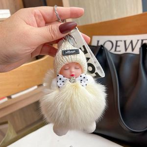 <b>Cute</b> Sleeping Baby <b>Doll</b> Keychain Plush Pendant Furry Ball Keychain Furry Car Keyring Bag Accessories Plush Keychain - Product Image 4