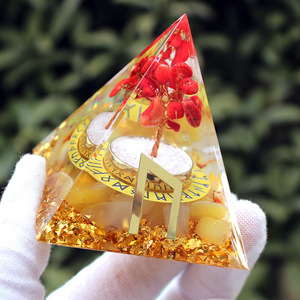 <b>Crystal</b> Pyramid Ornament With Rune <b>Tree</b> Resin Epoxy Home Decoration Diy Gift - Product Image 2