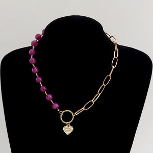 Bijoux européens et américains Saint Valentin violet perle ronde épissage coeur été Ins collier de perles corée - Product Image 4
