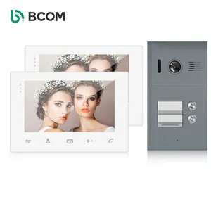 2 Telepon Pintu Audio Berkabel untuk Apartemen, 2 Kawat 2 Set Interkom Bel Pintu Bangunan Video Apartemen dengan Monitor Audio