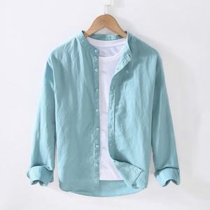 Camisa Casual de Lino/Algodón Transpirable para Hombre, Cuello Cuadrado, Manga Larga, Corte Holgado, Estilo Moderno para Primavera - Product Image 5