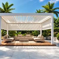 Maßgefertigte Farbige Einziehbare Bioklimatische Lamellen-Pergola Motorisierte Aluminium Wasserdichte LED-Beleuchtung Fernbedienung Outdoor-Garten