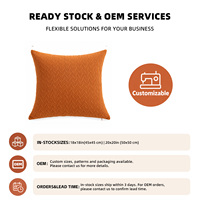 Housse de coussin décorative carrée en velours chenille jacquard personnalisée, couleur orange brûlé, pour canapé, lit, salon