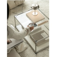 Table basse en verre trempé de style moderne du milieu du siècle, avec structure en fer, design minimaliste, pour petits appartements, mobile et modulaire, démontable