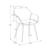 Chaise de salle à manger contractuelle en similicuir rembourrée avec accoudoirs et pieds en métal pour restaurant et salle à manger