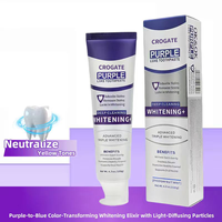 Dentifrice chimique Crogate Purple Light avec lysozyme et technologie blanchissante pour l'élimination du jaunissement et des taches, usage domestique