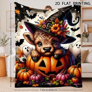 <b>Halloween</b> Pumpkin Ghost Witch Flannel <b>Blanket</b> Throw <b>Blanket</b> Nap <b>Blanket</b> Spooky <b>Halloween</b> Decor Cozy Warm Super Soft Custom Print - Product Image 4