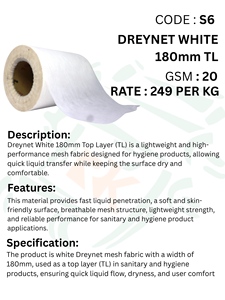 Rouleau de tissu non tissé blanc 180 mm TL pour la fabrication de produits d'hygiène, applications médicales et sanitaires jetables - Product Image 5