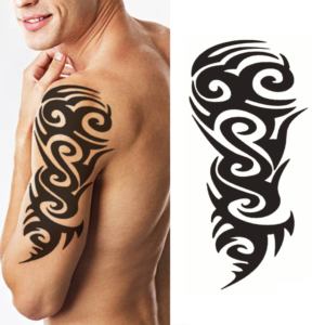 Autocollants de tatouage temporaire noir pour bras, imperméables, en papier indien, pour hommes et femmes, tenue de 3 à 5 jours - Product Image 1