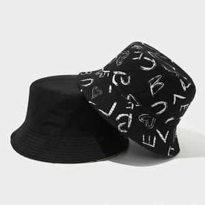 New Trendy Bucket <b>Hat</b> Graffiti Letter Printing Double-Sided Sun <b>Hat</b> Spring Summer Outdoor Casual Reversible Bucket Fishing <b>Hat</b> - Product Image 3