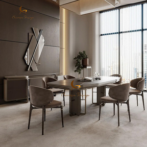 Luxury Modern <b>Marble</b> <b>Top</b> Dining Table Metal Legs Waterproof Eco-Friendly Adjustable Portable 8 Seater Home Furniture - Product Image 2