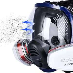 หน้ากากกันแก๊สซิลิโคนเต็มหน้า ได้รับการรับรองมาตรฐาน CE ใช้ซ้ำได้สำหรับงานอุตสาหกรรม ป้องกันสารเคมี ยาฆ่าแมลง ฝุ่นละออง และงานพ่นยาและปรับปรุงอาคาร - Product Image 3