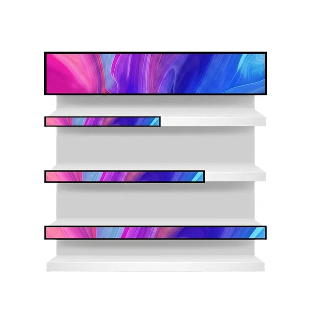 Custom Ultra Wide Stretched Bar LCD Shelf Display Screen Digital Signage Android Network Advertising Display for Supermarket