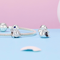 925 argent Sterling lapin de pâques et oeuf breloque lapin chaîne de sécurité plaqué or blanc pour les femmes bracelet à bricoler soi-même bijoux fins