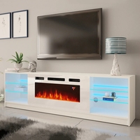 Meuble TV moderne de 79 pouces pour salon, meuble TV flottant avec foyer électrique, meuble TV avec foyer électrique linéaire