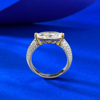 Bague en argent sterling 925 avec zirconium blanc marquise 6*12 mm plaqué or