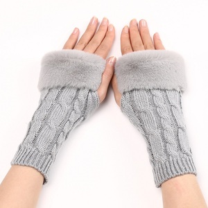 Automne hiver femmes tricoté demi doigt <span class=keywords><strong>laine</strong></span> <span class=keywords><strong>gants</strong></span> sans doigts bras manches <span class=keywords><strong>gants</strong></span> chauds - Product Image 6