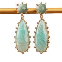 Boucles d'oreilles en cristal de luxe, guérison Rose Quartz améthyste larme boucles d'oreilles bijoux de mariage cadeaux de demoiselle d'honneur