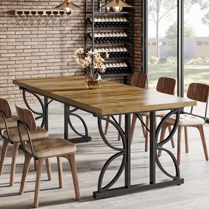 Mesa de Comedor SENYU de 71 Pulgadas para 6 Personas, Mesa de Cocina Estilo Rústico con Estructura Metálica, Mesa Rectangular para Comer, Muebles de Comedor - Product Image 1