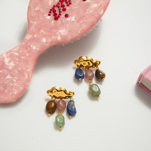 Pendientes de Borla con Piedras Naturales, Acero Inoxidable, Joyería de Moda, Regalo - Product Image 4