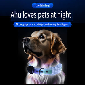 Ensemble collier et laisse pour chien SHIELD HOUND 3 Type LED, luxe, tendance, rechargeable, nylon, entraînement nocturne, fermeture à boucle, motif géométrique - Product Image 6