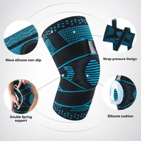 Genouillère de compression à sangle réglable avec coussinet rotulien en silicone antidérapant pour la course, le basketball et l'entraînement