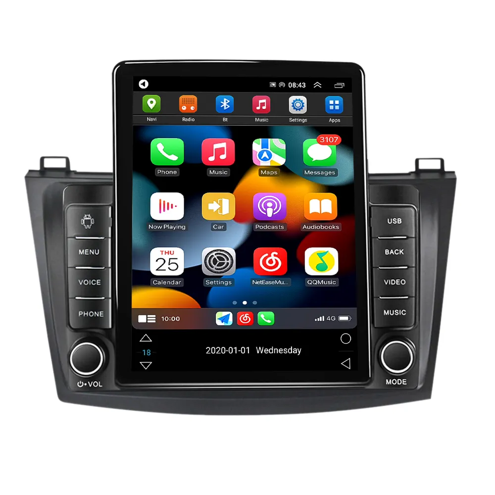 Vertical Android IPS Screen Quad Core Car Video For Mazda 3 2010-2012 BT Car play Car DVD Player No DVD Stereo