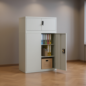 Archivador de Acero con Recubrimiento en Polvo Gris Claro, Gabinete de Almacenamiento de Oficina con Cerradura y Llave, Muebles Comerciales - Product Image 2