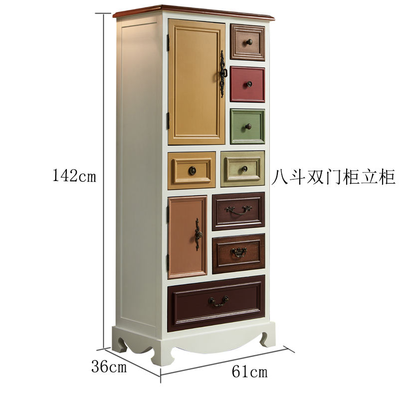 Armoire verticale blanche colorée de double-porte de huit-seau