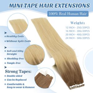 Extensiones de Cabello Humano Remy Virgen 100% Premium K.SWIGS, Doble Trama, Cinta Invisible, Estilo Liso Sedoso, Ondulado Profundo y Rizado - Product Image 2