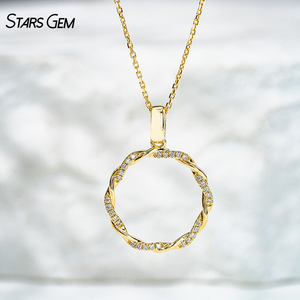 Starsgem 0.1ct 1mm Round Brilliant Cut Lab Grown Diamond 18K Yellow Gold 75% Purity 3.6g Luxury Unisex Pendant <b>Necklace</b> - Product Image 1