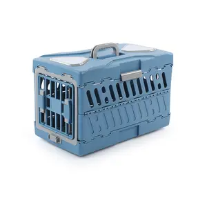 New Plastic Outdoor Breathable Pet Air Carrier Folding Pet Cage Portable Travel Dog Cage Cat Air Carrier Box Pet with Handle