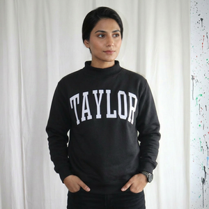 TAYLOR BLACK Hooded Velour Half Zip 100% Cotton <b>Waterproof</b> Breathable White Applique Embroidery Digital Printing CLUSH SPORTS - Product Image 1