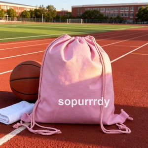 حقائب ظهر قطنية مع شعار مخصص حقائب ظهر برباط من القماش القطني سادة سادة حقيبة رياضية - Product Image 3