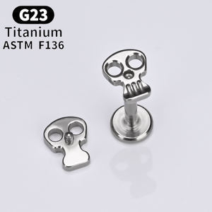 Gioielli per Piercing in Titanio ASTM F136 con Filettatura Interna a Forma di Teschio 16G 8mm Punk per Helix Labbra Orecchie - Product Image 5