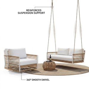 Set <span class=keywords><strong>Divano</strong></span> Sezionale da Esterno Moderno <span class=keywords><strong>a</strong></span> L con Cuscini Bianchi Intrecciati in Corda, Impermeabile, per Balcone, Terrazza, Villa, con Telaio in Alluminio - Product Image 2