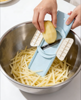 Professionele handmatige PS groentemandoline snijmachine met handbeschermer, medium julienne-snijder, verstelbare dikte, vaatwasserbestendig.