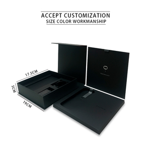 Cajas de embalaje de reloj de papel de tablero negro de lujo negro personalizado de alta calidad Cierre magnético para productos de botellas de perfume y pelucas - Product Image 3