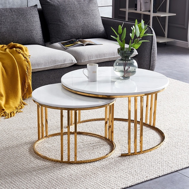Contemporary Coffee Table Aquarium Rattan Coffee Table Set of 3