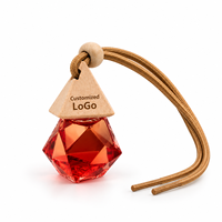 Diffuseur de parfum pour voiture personnalisé, bouteille en verre facetté avec bouchon en bois, huile parfumée naturelle 8ml, logo personnalisé, OEM, ODM, marque privée