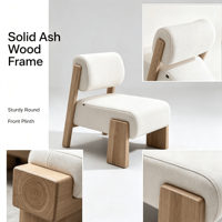 Fauteuil lounge moderne en bois de frêne massif avec coussin épais et tissu tressé, fauteuil d'appoint pour salon et hôtel, personnalisable OEM