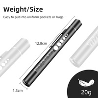 Lápiz de Luz Médico Recargable por USB con Luz Blanca y Amarilla, Linterna de Acero Inoxidable con Escala de Pupilas y Pantalla de Energía