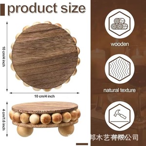 Wooden Round Decorative Tray For <b>Desktop</b> Home Aromatherapy Coffee Cup Holder Base Solid Wood Craft Gift - Product Image 3