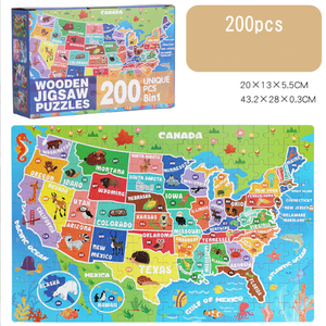 Giocattoli educativi per bambini che imparano la mappa del mondo per bambini USA Word Map Puzzle mappa geografica cognitiva inglese - Product Image 1